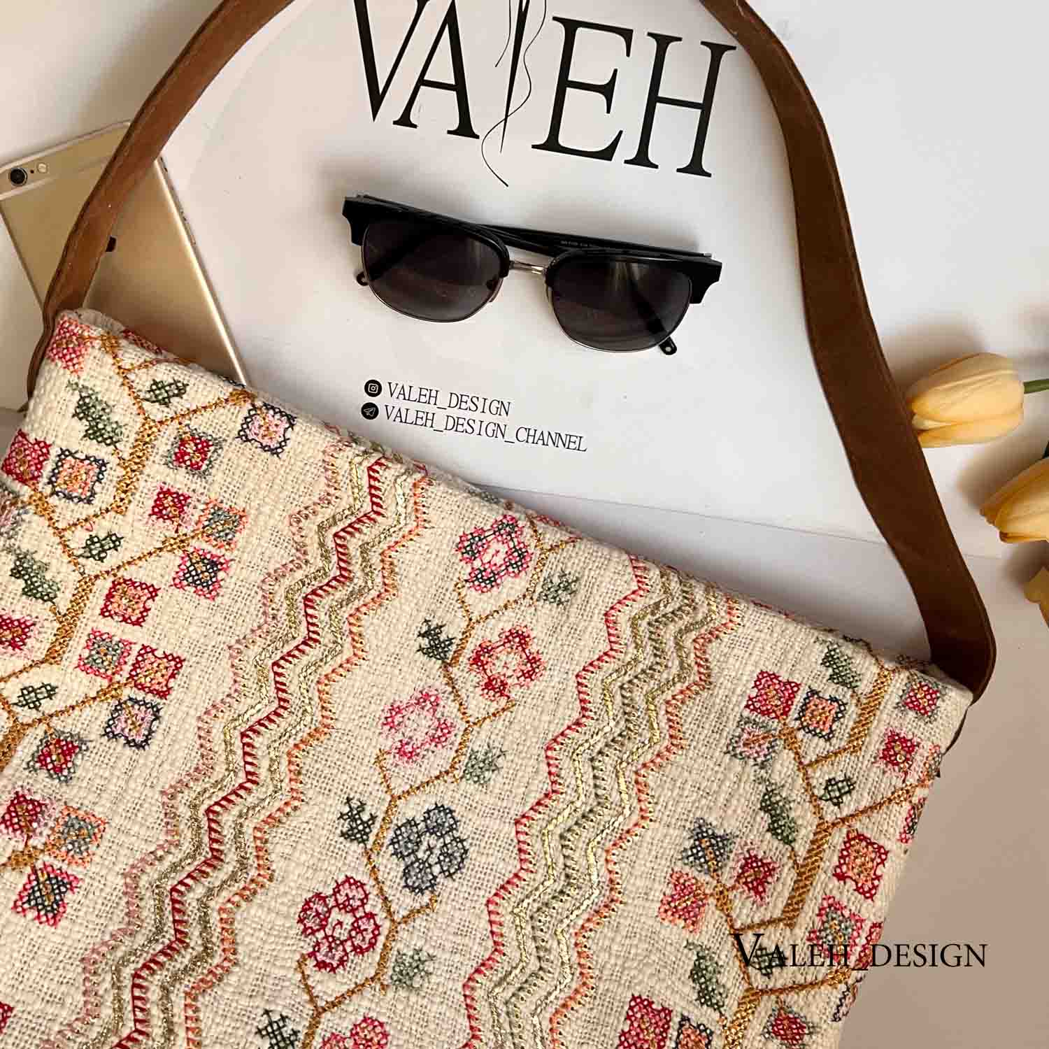 کیف، کیف زنانه، کیف دخترانه شیک، کیف واله، کیف دوشی ad910-2 کیف واله : کیف دوشی بافت نپالی شمارهدوزی 2