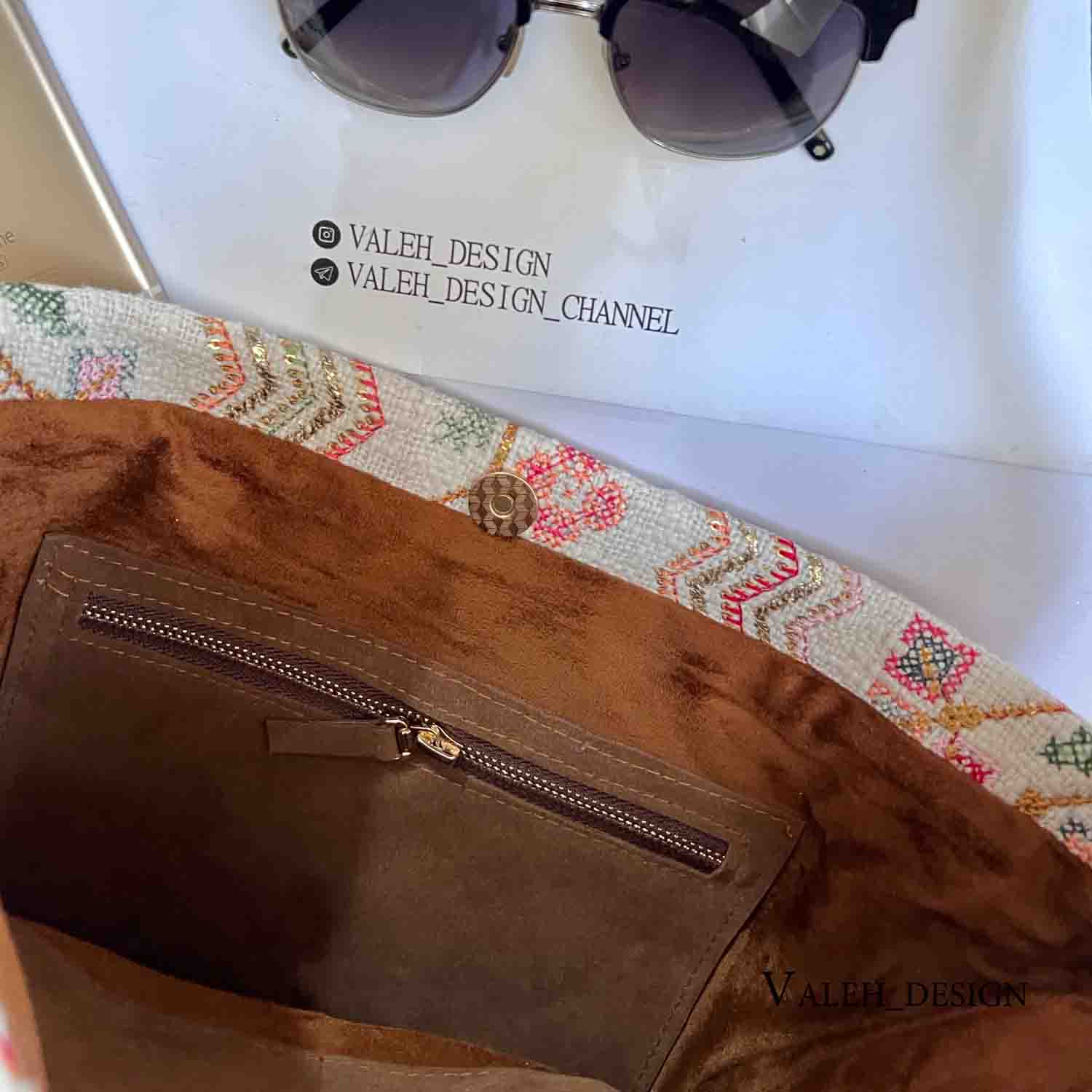 کیف، کیف زنانه، کیف دخترانه شیک، کیف واله، کیف دوشی ad910-4 کیف واله : کیف دوشی بافت نپالی شمارهدوزی 4