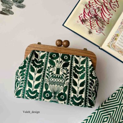 کیف واله : کیف دهنه چوبی گلابتون سبز 1