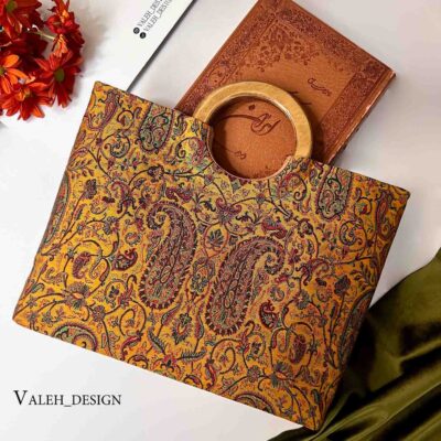 کیف واله : کیف دسته چوبی ترمه کهربایی 1