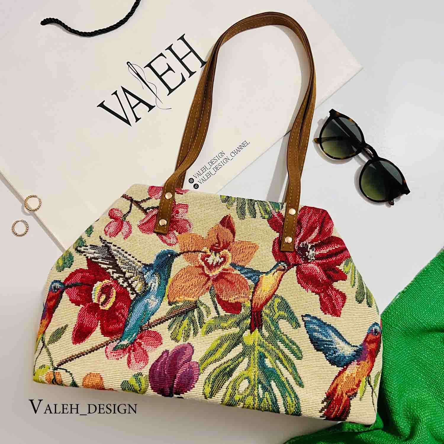 کیف، کیف زنانه، کیف دخترانه شیک، کیف واله، کیف دوشی ad940-1 کیف واله : کیف دوشی ژاکارد سهره 1