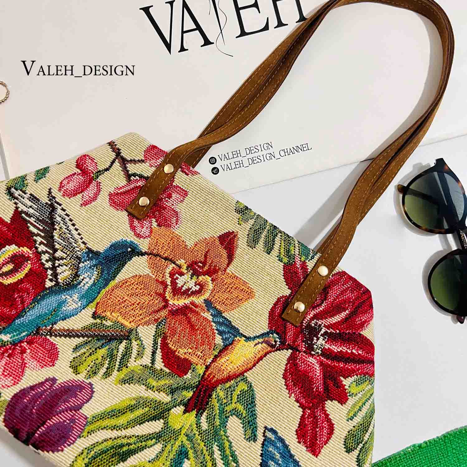 کیف، کیف زنانه، کیف دخترانه شیک، کیف واله، کیف دوشی ad940-3 کیف واله : کیف دوشی ژاکارد سهره 3