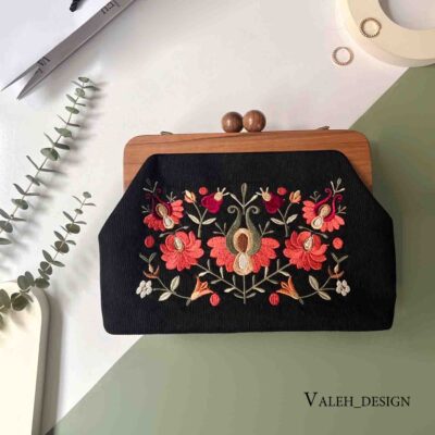 کیف واله : کیف دهنه چوبی ترنج مشکی 1